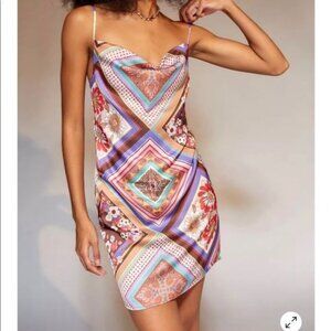 Urban Outfitters Slinky Slip Dress Boho Colors Geometric Floral NEW XS